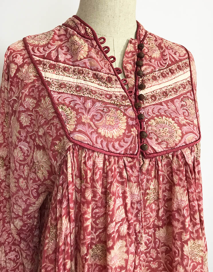1970s Vintage Rose pink indian cotton dress