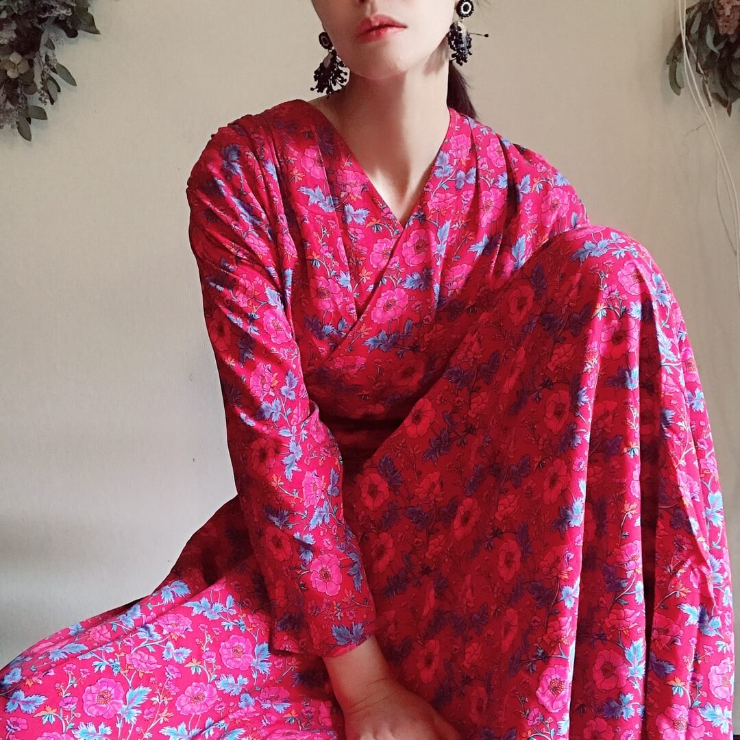 1980s  Droopy＆Browns Floral Vintage Dress
