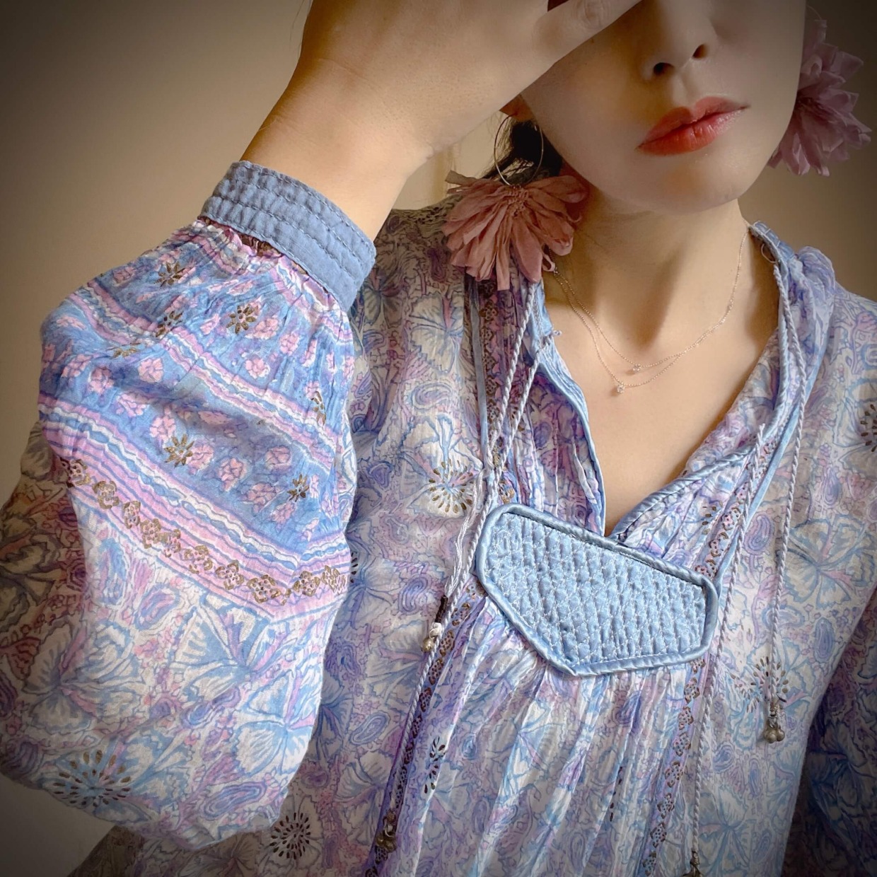 1970s Vintage Blue Flower Dress